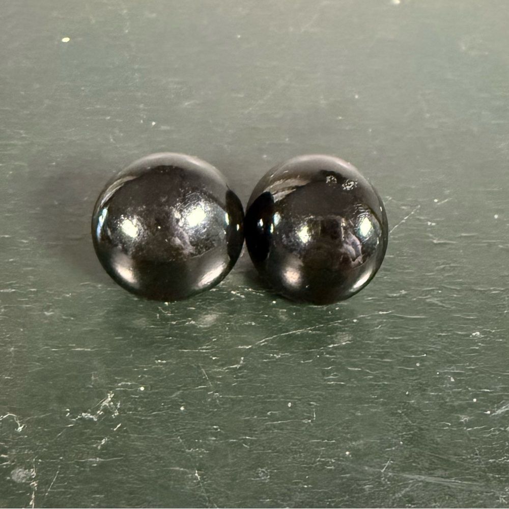 80s Vintage Button Earrings Oversized Black Circle Dot Studs